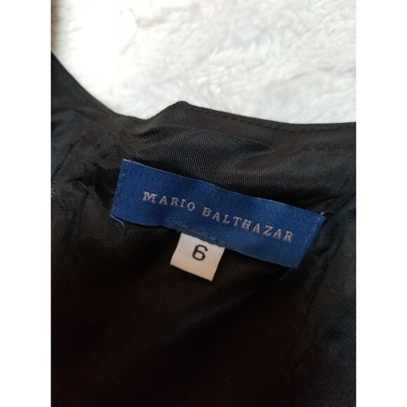 Mario Balthazar Womens Size 6 Sleeveless Top Pleated V-Neck Ruffle Flower Black - Picture 3 of 3